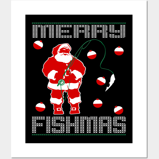 Merry Fishmas Ugly Christmas Wall Art by EthosWear